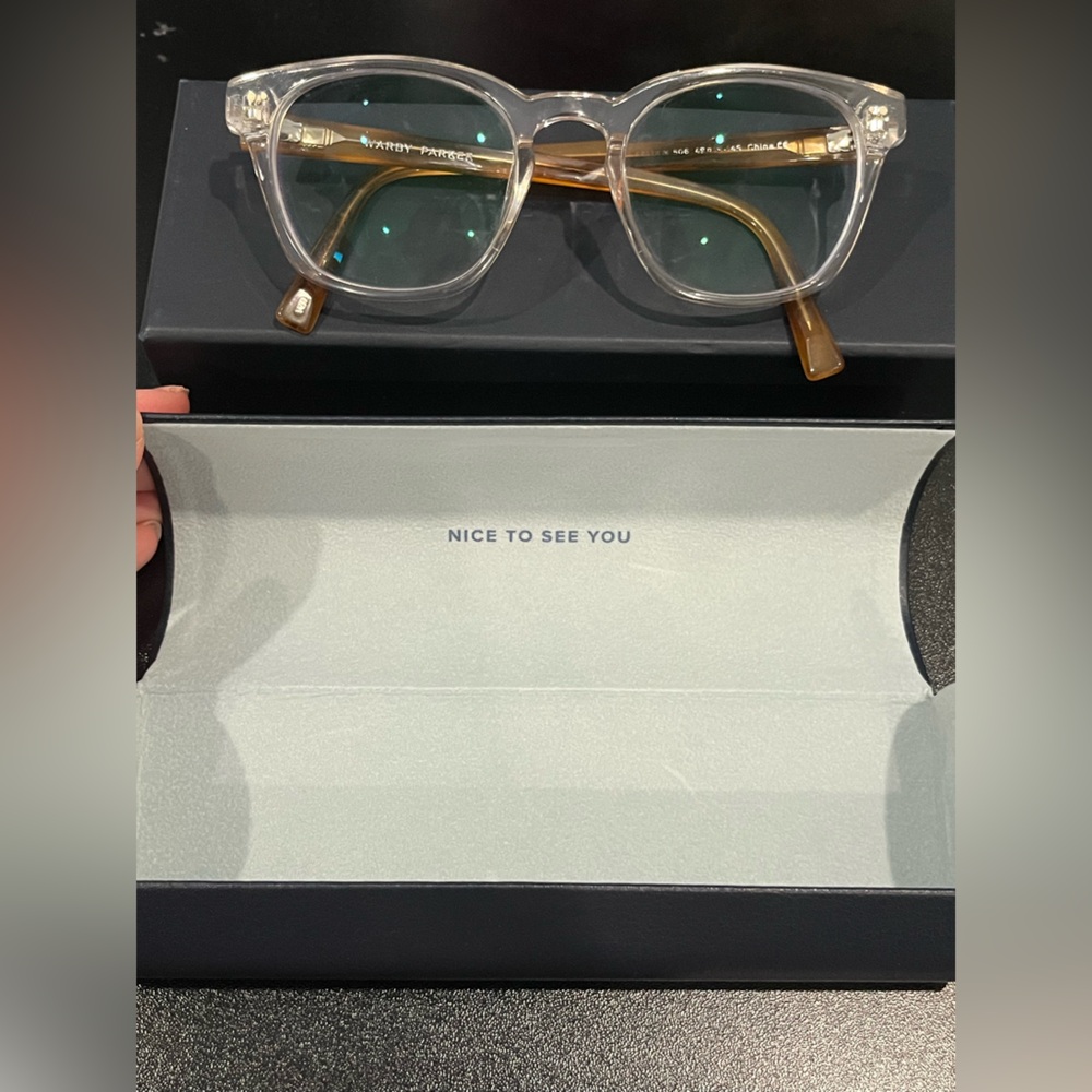 Warby Parker Felix Transparent Medium Frame Glasses View 2